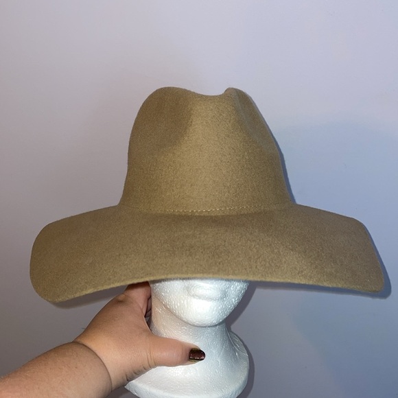 Free People Felted Tan Wool Wide Brim Cowboy Hat OS main image 9
